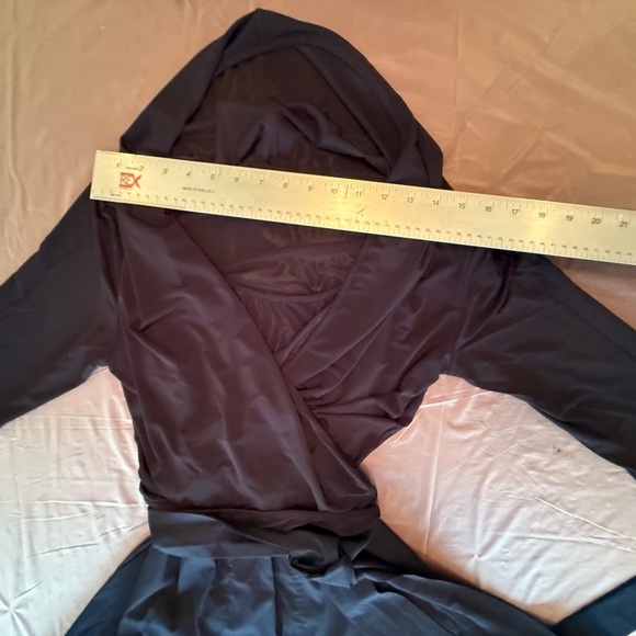 MaxMara Black/Navy 3/4 Sleeve Wrap Dress w/ Pleated Midi Skirt Size 44/M/L $825 - Picture 9 of 14